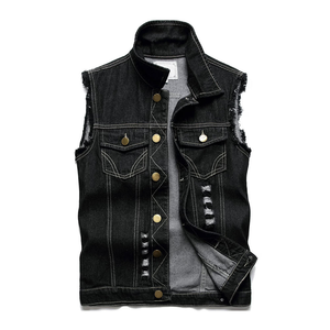 Premium High Quality Autumn Men's Woven Denim Vest Button Sleeveless Breathable Casual Wear Customizable OEM Service - Product Image 1