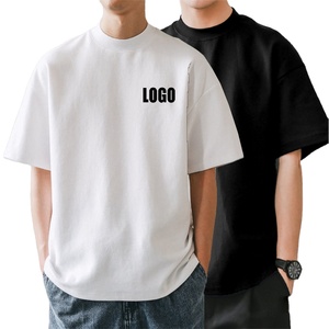 เสื้อยืด100% คอปกหนาสำหรับผู้ชายเสื้อยืดผ้าฝ้ายสีขาวทึบทึบทึบ - Product Image 2