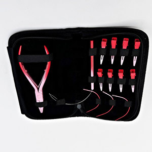 Kit Profesional de Herramientas de Extensión de Cabello de Acero Metálico con Logotipo Personalizado en Rosa y Rojo, con Cinta Adhesiva para Extensiones de Cabello y Micro Links - Product Image 3