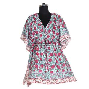 Robe de soirée africaine pour femmes, robes ethniques, robes courtes kaftan pour femmes KFCS068, meilleure fabrication de robes pour femmes avec impression à la main - Product Image 5