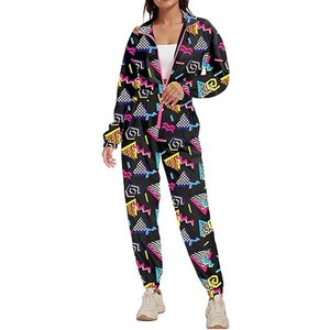 Survêtement femme color block à manches longues avec fermeture éclair sur le devant, vêtements de sport décontractés avec poches latérales, style printemps - Product Image 5