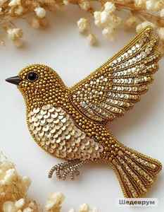 Broche Colibri Irisé Nuit Noire, Perles Violettes et Perles de Verre Azur Perlées à la Main, Épingle de Revers Oiseau de Luxe pour Femme - Product Image 6