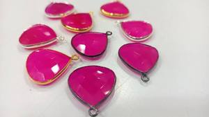 Chalcedoine rose naturel en forme de cœur, 20 mm, briolette, boucle simple, breloques - Product Image 2