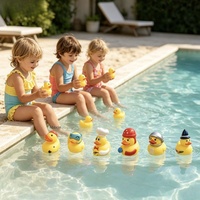 Canards en caoutchouc vinyle personnalisables avec logo, canardons colorés qui couinent, jouets de plage et de piscine pour compétitions et jeux de fête