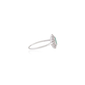 Nouvelle conception de bague de fiançailles avec serti clos d'émeraudes et de diamants, or blanc massif 14 carats, prix de gros, bijoux en gros - Product Image 5