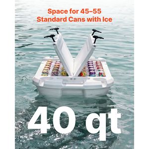 Frigo Galleggiante Premium da 40 QT in LLDPE, Contenitore Termico Anfibio per Bevande e Alimenti con Ruote e Corda di Traino per Stoccaggio a Secco - Product Image 4