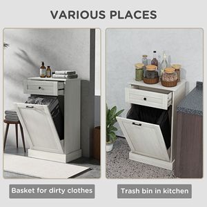 Mobile da Cucina Grigio Indipendente con Cestino Ribaltabile e Cassetto per Stoccaggio - Product Image 6
