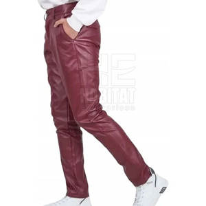 Diseña tu propio logotipo, pantalones de cuero para hombre, cómodos, duraderos, elegantes, de cuero genuino suave, diseño clásico para uso casual. - Product Image 3