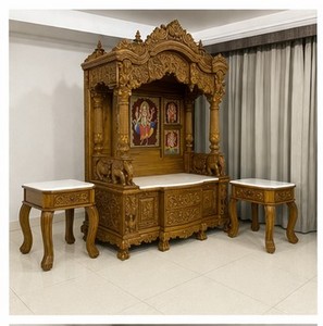 Comprar Pavo Real tallado Templo de gran tamaño para la habitación de Pooja tallado tradicional mejor indio Pooja Mandir diseño especial Templo de gran tamaño - Product Image 5