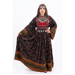 Robe traditionnelle ethnique vintage Kuchi, grande taille, longue jusqu'au sol, manches longues, multicolores, tenue de fête afghane, robes Kuchi afghanes - Product Image 1