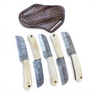 Cuchillo de caza estilo vaquero de acero de Damasco hecho a mano, con hoja fija de punta caída de 7 pulgadas, con empuñaduras de resina acrílica, OEM - Product Image 1