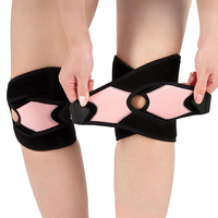 Genouillère respirante en néoprène à rayures bleues, antidérapante, avec rotule ouverte et sangles de compression ajustables pour le sport, la gym et la marche à quatre pattes