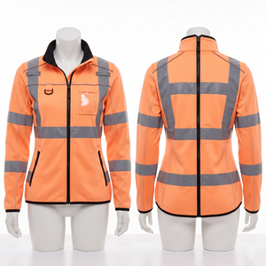 Men/Women Security Leather <b>Jacket</b> 300 Grams Premium Fabric Hooded Breathable <b>Waterproof</b> <b>Pink</b> Reflective Panel Custom Heat - Product Image 5