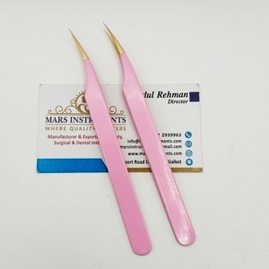 Pink Eyelash Tweezers <b>Smooth</b> Tip Precision <b>Tools</b> for Lash Extension - Product Image 1