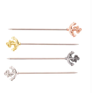 Piques à cocktail Anchor, assortiment de piques à cocktail haut de gamme, lot de 6 piques à cocktail Anchor argentées - Product Image 4