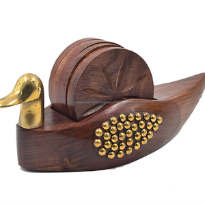 Decorative wood tea coaster set wooden coasters for cups mugs <b>table</b> <b>protection</b> and home decor - Product Image 1