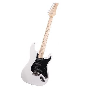 Chitarra Elettrica ST Elegante con Battipenna Bianco, Schema Cromatico Bianco e Nero - Product Image 4