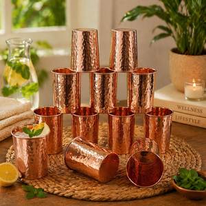 Vintage Style Hammered Copper <b>Water</b> Glass Wholesale <b>Bulk</b> Supply Handmade Drinking Tumbler for Daily Kitchen Use - Product Image 2