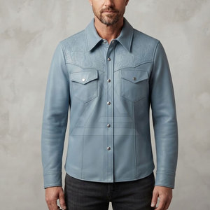 Cowboy Inspired Leather <b>Jacket</b> For Men <b>Western</b> Fringe Outerwear With Embossed Details For Casual Travel And Everyday Style - Product Image 3