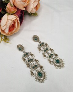 Boucles d'oreilles pendantes en zircon faites à la main avec perles, bijoux fantaisie pour soirée, bijoux artificiels pour femmes, fabricant - Product Image 2