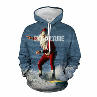 Pull à capuche unisexe personnalisé en polaire respirant, imprimé par sublimation 3D, motif Père Noël drôle et original, idéal pour l'hiver, vente en gros