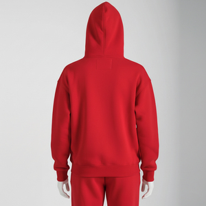 Sudadera Unisex Roja con Capucha y Cremallera, de Forro Polar de 400g, con Bolas Antiestrés Integradas, Ajuste Holgado Informal, Estampado Serigrafiado - Product Image 3