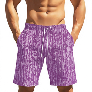 Men's <b>Black</b> White Geometric Print Double Layer <b>Board</b> Shorts Drawstring Pockets Breathable Quick Dry Casual Swimwear - Product Image 3