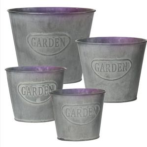 Macetas de Metal Galvanizado Estilo Rústico con Orificio de Drenaje para Plantas de Jardín, Diseño Circular, Juego de Tres - Product Image 5