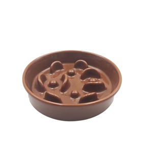 Brown Ceramic Slow Feeder Bowl for Pets, Interactive <b>Puzzle</b> Feeding Dish for Better Digestion - Product Image 2