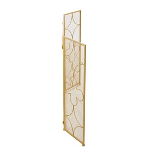 Quatrefoil Trellis Metal Fireplace <b>Screen</b> Folding Three Panel Fine Mesh Spark Guard Decorative Steel Hearth <b>Protector</b> - Product Image 3