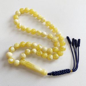 Rosario de Oración Tasbih de Resina Naranja Pintado a Mano, 99 Cuentas con Cabeza de Guru y Borlas Marrones por SOFIYA CRAFT - Product Image 6