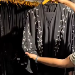 Elegant and Modest Hand Embroidered Floor Length <b>Long</b> Sleeves Breathable Abayas <b>for</b> Women <b>Eid</b> - Product Image 1