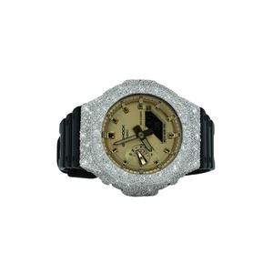 Montre de luxe unique et élégante sertie de diamants Moissanite avec bracelet en caoutchouc et cadran analogique, boîtier rond, pour toutes les occasions - Product Image 2