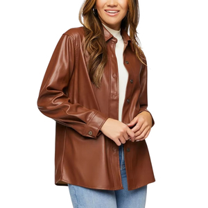 Camisa de Piel Sintética para Mujer, Moda Otoño 2026 - Product Image 1
