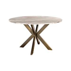 Magnifique table à manger ronde en marbre de Toronto avec élégantes pieds en forme d'araignée couleur or chaud pour bistrot, café, restaurant, cuisine - Product Image 4