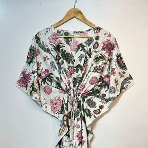 Vestido Kaftan Casual de Verano sin Mangas con Estampado Floral Tropical Digital, de Algodón, para Mujer, Islas del Pacífico Asiático - Product Image 1