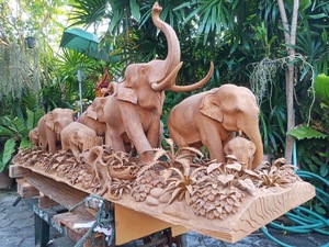 Sculpture d'éléphant en bois, artisanale, style Art déco, ornement autoportant, imperméable, décoration de jardin et de parc, toutes saisons - Product Image 2