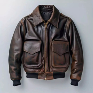 Stylish Coated Breathable Trucker <b>Leather</b> <b>Jackets</b> Wholesale Deals Heavy Duty Hooded Vintage Solid Pattern <b>Men</b> Stand Collar Front - Product Image 2