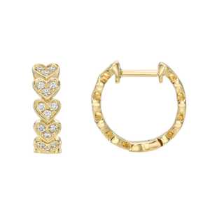 Diamond Heart Huggie <b>Hoop</b> <b>Earrings</b> Round Cut Lab Grown Delicate Modern Luxury Pave Set Fine Jewelry Wholesale 14K 18K <b>Solid</b> Gold - Product Image 1