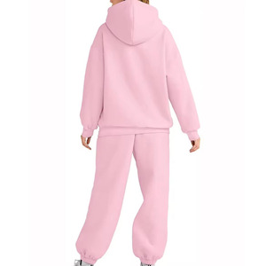 New Hot Sale Wholesale <b>Women's</b> Casual Hoodie and Wide Leg Sweatpants Solid Color <b>Women</b> <b>Sweatsuit</b> Tracksuit Set - Product Image 6
