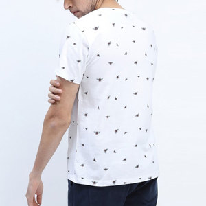 Men's <b>White</b> Short Sleeve T-Shirt with Front Logo Regular Fit Casual Jersey 100% Cotton O-Neck Breathable Top - Product Image 4