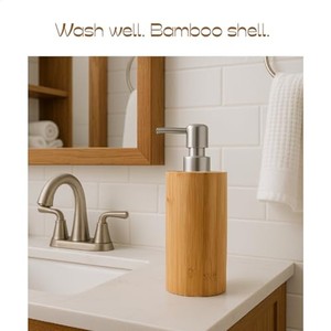 Sustainable Bamboo Eco Soap Dispensers with Stainless Steel <b>Pump</b> - Wholesale - Product Image 3