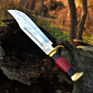 Nouvelle édition personnalisée de couteau de chasse Bowie J2 en acier fait main de 17 pouces avec manche en bois et laiton, couteau à lame fixe de collection, le plus tranchant - Product Image 4