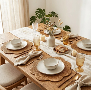 Sous-verres et sets de table ronds en rotin tressé naturel, style bohème, fabriqués au Vietnam, pour la décoration de table - Prix de gros abordable - Product Image 6