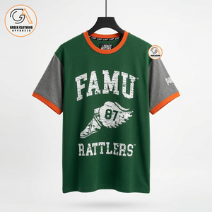 Camiseta estilo universitario vintage FAMU con parche bordado de chenilla |   Camisa Formal de Algodón para Hombre, Corte Regular, Marca Greek Apparel - Product Image 1