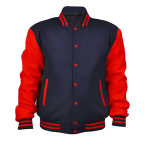 Best Selling High Street <b>Plain</b> Dyed Men's Custom Baseball Letterman <b>Varsity</b> <b>Jacket</b> with Stand Collar and Front Logo - Product Image 2