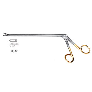 JACKBILLY Schlesinger Intervertebral Disc Rongeur Surgical Instrument with Serrated Jaws 6 Inch Up Angle 3x10mm <b>Bite</b> - Product Image 1