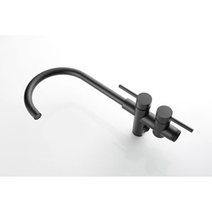 Rubinetto per vasca da bagno freestanding nero opaco ad alta portata con doccetta e miscelatore girevole, rubinetti doccia high-tech per vasche e docce - Product Image 4