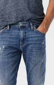 Conception de logo personnalisée professionnelle, service OEM, jeans droits en tricot pour hommes de haute qualité, 100% coton denim délavé - Product Image 3