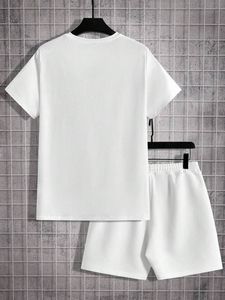 Conjunto de Camiseta de Manga Corta y Pantalones Cortos Blancos para Hombre, Ropa Deportiva de Fútbol de Poliéster Transpirable de Secado Rápido, Estampado Personalizado - Product Image 3